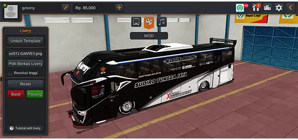 Download Mod Bussid Bus SR2 Racing Velg Ceper Livery STJ