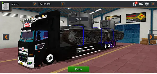 Download MOD Truck Hino Selfloader Muatan Tank BUSSID