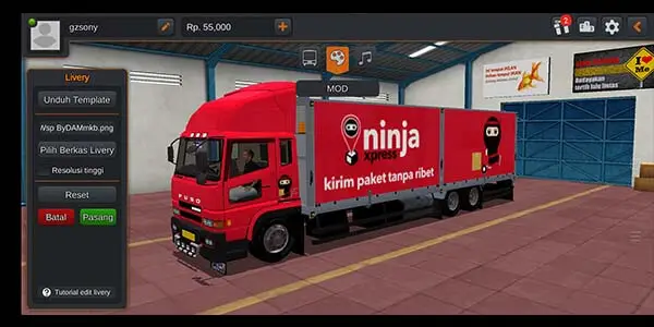 mod bussid truck ninja express