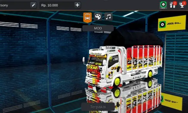Mod Truck Sekar Taro Putih Terpal Segitiga Bussid