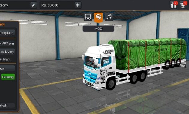 Truck Hino Trailer Siba Surya Terpal 3D Full Anim