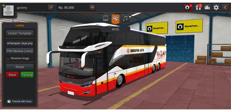 Download Mod Bus Double Decker Harapan Jaya Bussid