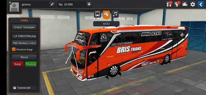 Mod Bussid Bus BRIS Trans Livery Tuan Muda
