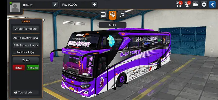 Mod Bussid Livery Bus Ratu Maher SJM Trans