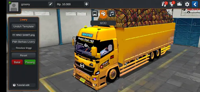 Mod Bussid Truck Hino 500 Gayor Muatan Sawit
