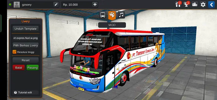 Bus PT Transport Express Ultimate Velg Ring DOP