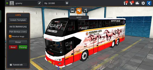 3. Mod Bussid Bus Harapan Jaya Kinanti Avante D1