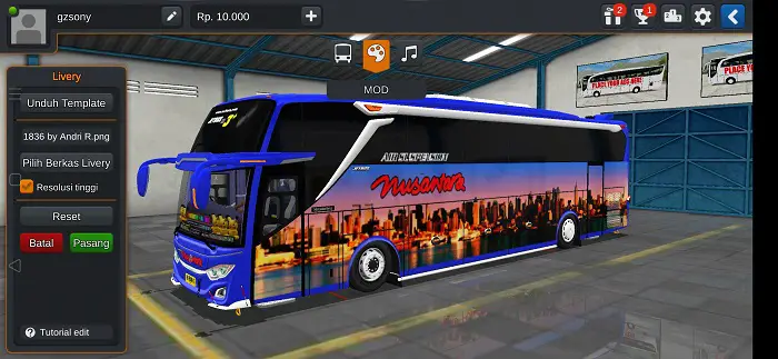 Bus Nusantara Ceper JB3+ Mercy Full Anim